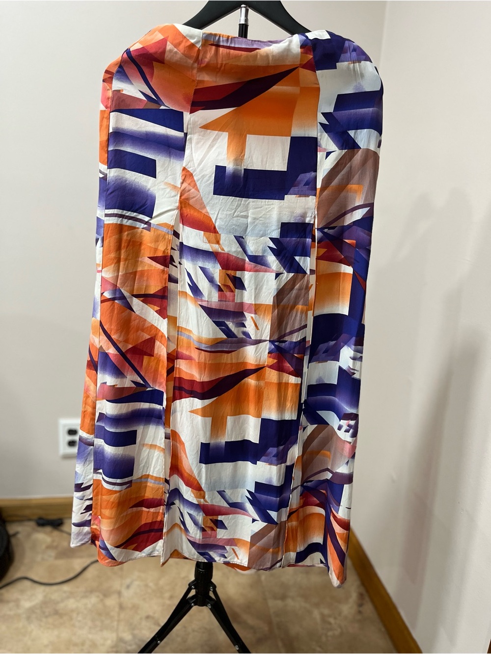 Abstract Print Midi Skirt in Orange, Purple & White